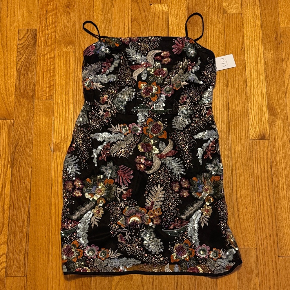 Vici Black Floral Mini Dress